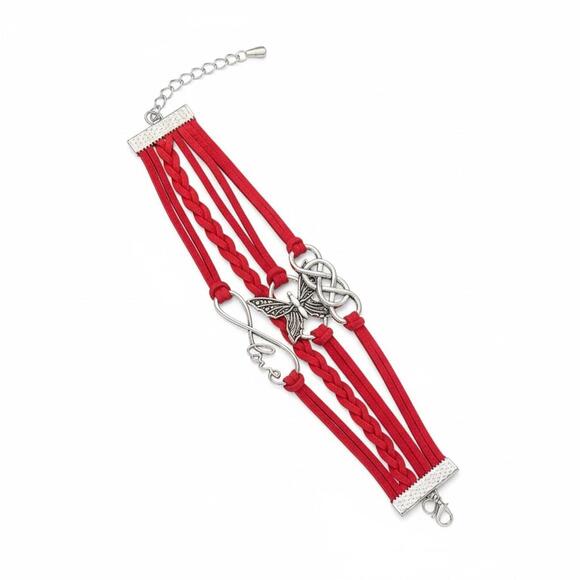 Red Braided Bracelet with Love Infinity Charm - Picture 2 of 3